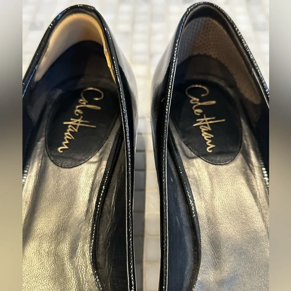 Cole Haan Black Criss Cross Open Toe Low Wedge